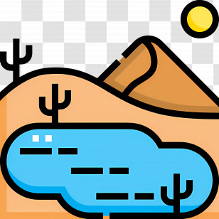 Desert Oasis - Beautiful Desert Landscape With Cactus And Sun Transparent PNG
