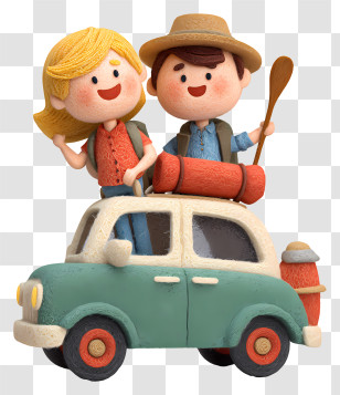 Couple Going For Camping - Traveling Couple In Car Transparent PNG