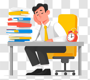 Businessman Feeling Overwork At Office - Tired Office Worker At Desk Transparent PNG