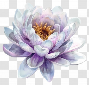 Water Lily - White And Purple Lotus Flower Illustration Transparent PNG