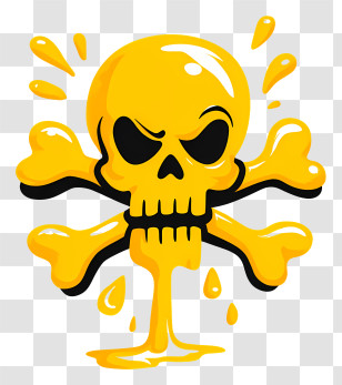 Skull And Crossbones - Yellow Melting Skull Transparent PNG