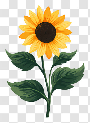 Sunflower Logo - Bright Sunflower With Green Leaves Transparent PNG