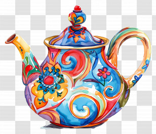 Teapot - Vibrant Decorative Ceramic Teapot Transparent PNG