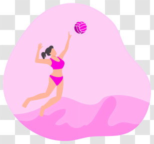 Pink Beach - Cartoon Volleyball Player In Action Transparent PNG