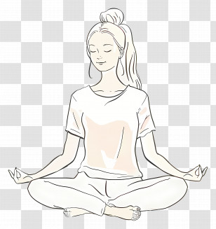 Girl Yoga Meditation - Woman Meditating In Line Art Transparent PNG