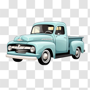 Vintage Truck - Retro Blue Pickup Truck Illustration Transparent PNG