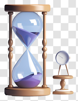 Hourglass - Hourglass And Small Clock Illustration Transparent PNG