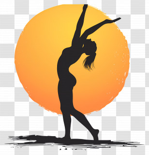 Exercise - Yoga Silhouette With Sun Background Transparent PNG