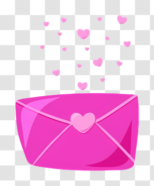 Mail - Pink Envelope With Hearts Transparent PNG