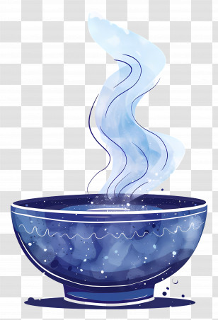 Blue Bowl - Steaming Hot Bowl Of Soup Transparent PNG