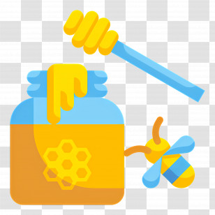 Honey - Honey Jar With Bee Illustration Transparent PNG