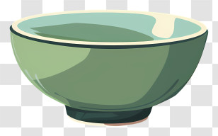 Green Bowl - Illustration Of A Green Ceramic Bowl Transparent PNG