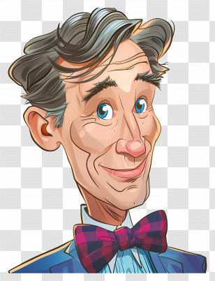 Bill Nye - Cartoon Man With Bow Tie Illustration Transparent PNG