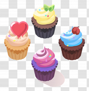 Cupcakes - Set Of Colorful Cupcakes With Fun Decorations Transparent PNG
