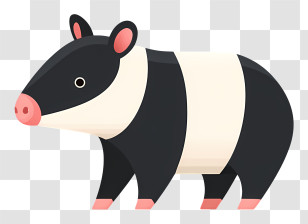 Malayan Tapir - Cute Black-and-White Tapir Transparent PNG