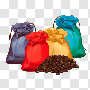 Coffee Beans Bag - Fabric Coffee Bags With Beans Transparent PNG