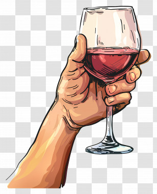 Hand Holding Wine - Hand Holding A Glass Of Red Wine Illustration Transparent PNG