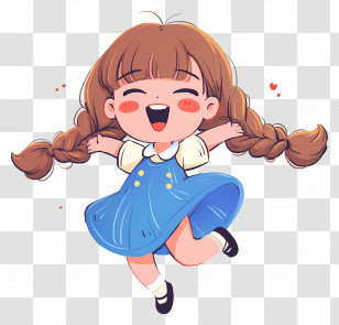 Little Girl Cartoon - Joyful Girl Cartoon Illustration Transparent PNG