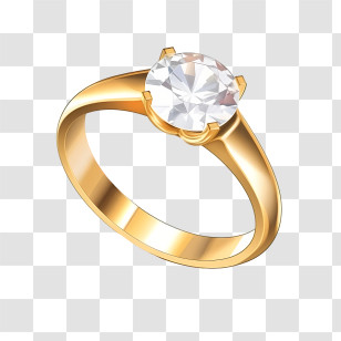 Diamond Ring - Golden Diamond Ring For Engagement Transparent PNG