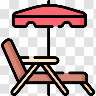 Beach Umbrella - Comfortable Beach Chair With Red Umbrella Transparent PNG