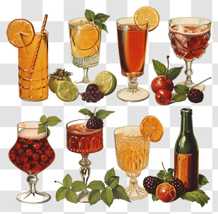 Food Drinks - Assorted Fruit Drinks Transparent PNG