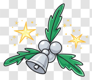 Christmas Holly - Mistletoe Bells With Stars Transparent PNG