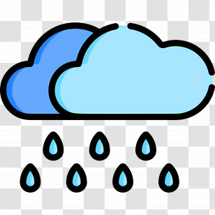 Raining Cloud - Illustration Of Clouds With Falling Rain Drops Transparent PNG