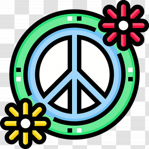 Peace Sign - Peace Symbol With Flowers Transparent PNG