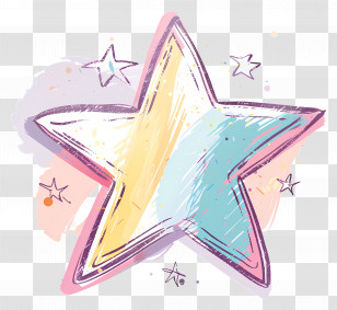 Cartoon Star - Pastel Colorful Star Sketch Illustration Transparent PNG