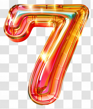 Number 7 - Shiny Colorful Number 7 Transparent PNG