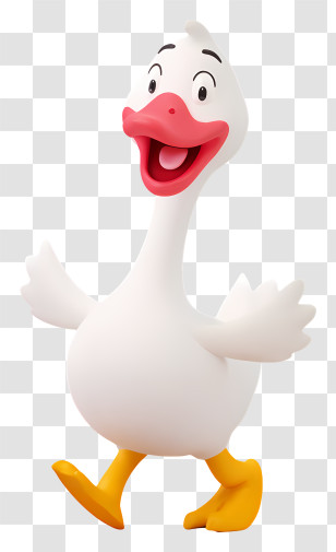Kawaii Goose Honking - Cute White Duck Cartoon Transparent PNG