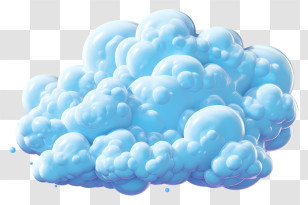 Realistic 3d Style Cloud - Fluffy Blue Cloud Cartoon Illustration Transparent PNG