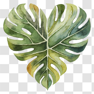 Cartoon - Heart-Shaped Green Leaf Artwork Transparent PNG