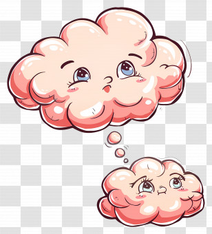 Cute Thought Bubble - Cute Pink Cloud Cartoon Transparent PNG