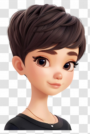 Cute Very Short Pixie Haircuts - Cute Animated Girl With Short Hair Transparent PNG