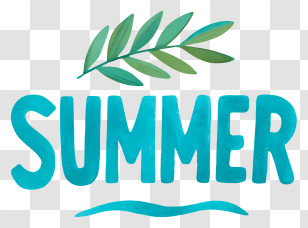 Summer Logo - Blue 'SUMMER' Lettering With Leaf Transparent PNG