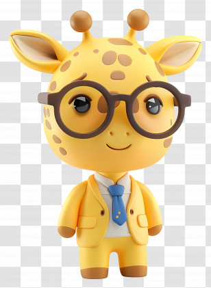 Cute Cartoon Giraffe - Giraffe With Glasses Transparent PNG