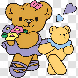 Robearta - Cartoon Teddy Bears Dancing With Flowers Transparent PNG