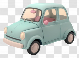 Cartoon - Illustration Of A Cute Vintage Pastel Car Transparent PNG