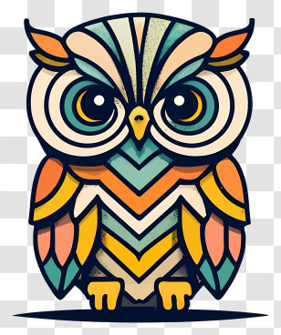 Cartoon - Illustration Of A Colorful Patterned Owl Transparent PNG
