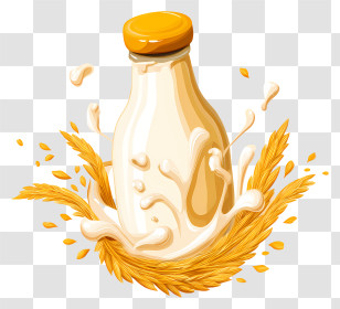 Buttermilk - Milk Bottle With Splash Illustration Transparent PNG