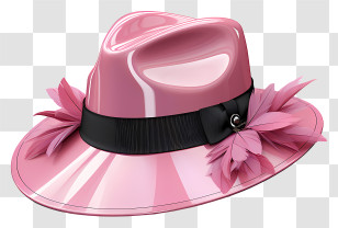 Hat - Shiny Pink Hat With Feathers Transparent PNG