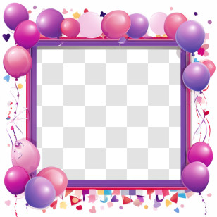 Birthday Frame - Colorful Party Frame With Balloons And Decorations Transparent PNG