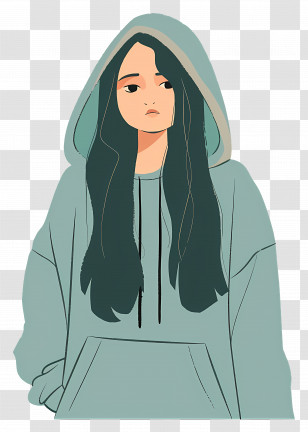Woman In Hoodie - Girl In Green Hoodie Transparent PNG
