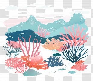 Great Barrier Reef - Colorful Ocean Coral Reef Illustration Transparent PNG