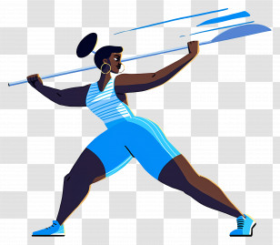 Track And Field Athlete - Dynamic Javelin Thrower Illustration Transparent PNG