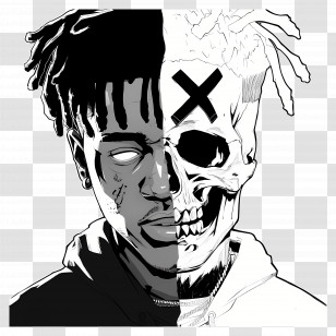 Xxxtentacion - Half Skull Face Art Transparent PNG