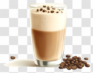 Cappuccino Coffee - Glass Of Latte With Coffee Beans Transparent PNG