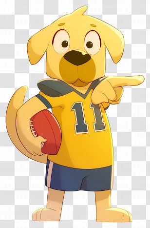 Cartoon Labrador Retriever - Cartoon Dog Playing Football In Yellow Jersey Transparent PNG