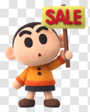 Shinchan Holding Sale Sign - Cartoon Character With Sale Sign Transparent PNG